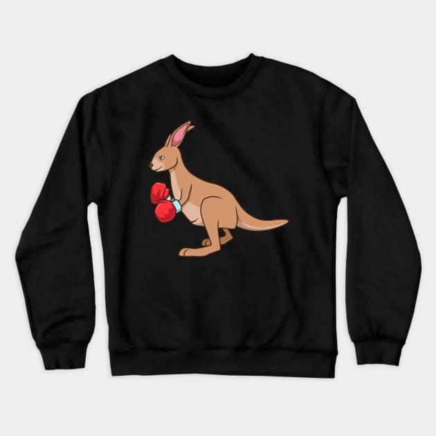 With Boxing Gloves - Cartoon Kangaroo Boxing Crewneck Sweatshirt by Modern Medieval Design